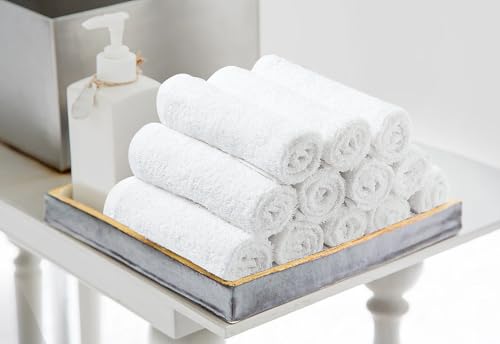 Avalon Towels Pack of 60 White 12x12 Inch Cotton Washcloths - Soft & Absorbent Face & Spa Towels