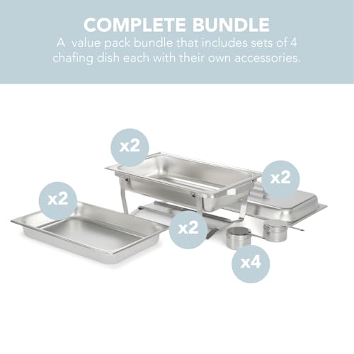 Alpha Living 8QT Chafing Dish Set 2 Pack - Alpine Gray Handles, Stainless Steel