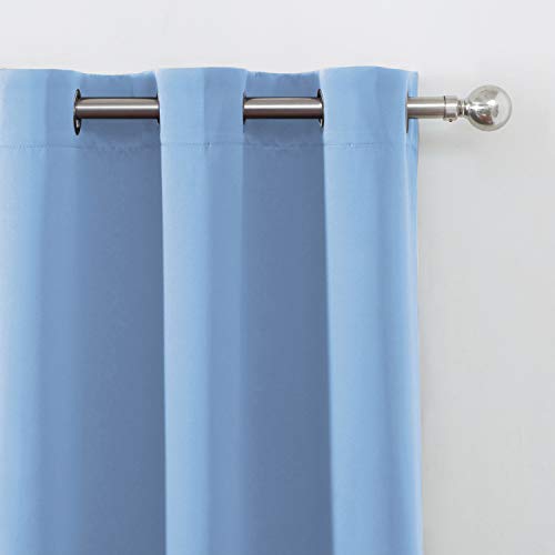 Sky Blue Thermal Blackout Curtains Set of 2 - 52 x 84 Inch Room Darkening Drapes with Grommets