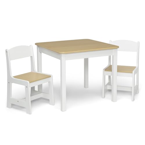Delta Children MySize Kids Wood Table & 2 Chairs Set Bianca White/Natural
