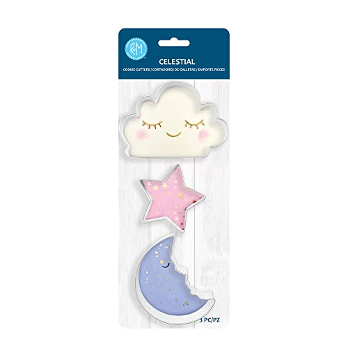 R&M Celestial Cookie Cutter Set - Cloud, Star & Man in the Moon for Baking & Crafts