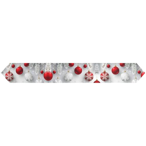 Senya Christmas Table Runner 14x108in Snowflakes Pattern Linen Decor