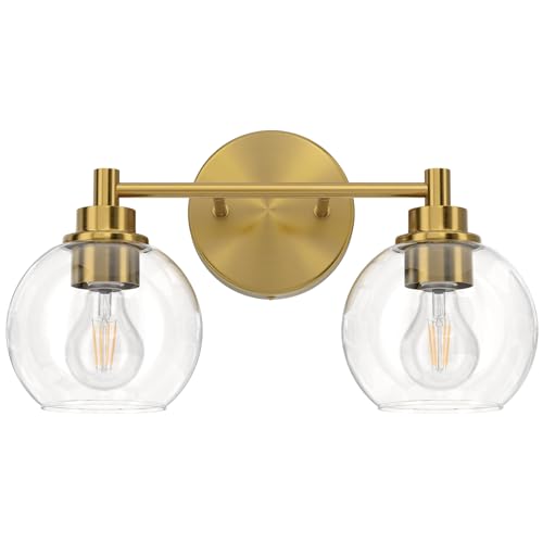 VONLUCE 2-Light Bathroom Vanity Light Fixture, Gold Finish, Modern Wall Sconce