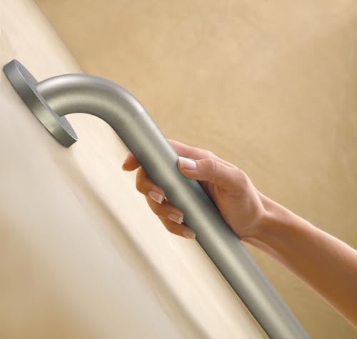 18 Inch Stainless Steel Handicap Grab Bar - Peened Finish, Slip Resistant, Elderly Safety