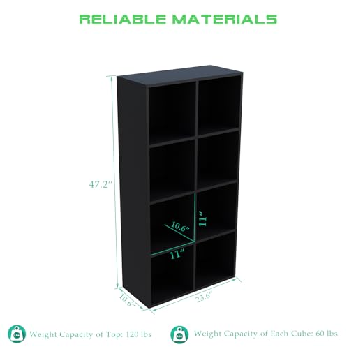 OSCHF 8-Cube Storage Shelf Bookcase Black - Modern Wall Unit for Living Room