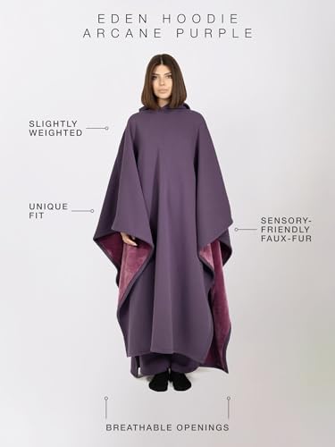 FREE THE SHEEP Eden Oversized Weighted Hoodie Cloak with Faux Fur Liner - Arcane, 5'7-5'10"