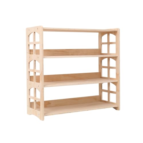 Kids Toy & Book Storage Shelf - 4-Tier Montessori-Inspired Wooden Organizer for Nursery & Playroom
