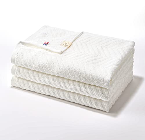 3-Pack Imabari Bath Towels 100% Cotton Large Japanese Aze-Weave Set