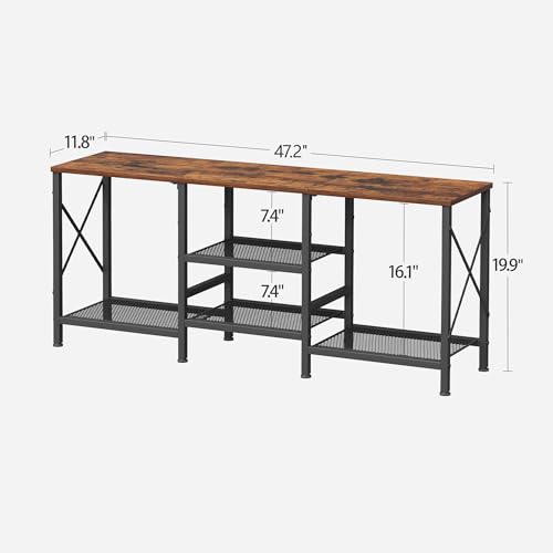 Rustic Brown TV Stand for 55 Inch TV with 3-Tier Open Shelves - Entertainment Center