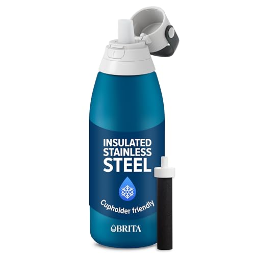 Brita Stainless Steel Water Bottle with Filter - 32 oz Marina - Reusable & Insulated