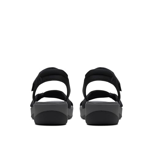 Clarks Women's Arla Shore Ankle Strap Athletic Sandals - Black Textile, Size 8