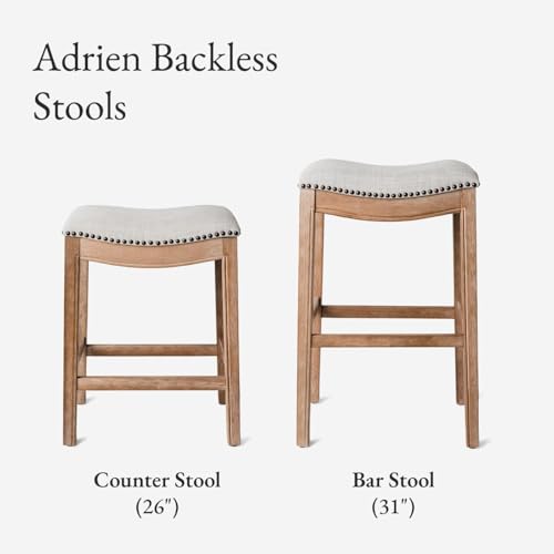 Weathered Oak Adrien Backless Counter Stool 26in - Maven Lane