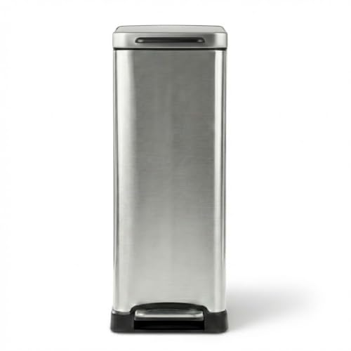 Home Zone Living 12 Gallon Slim Fit Kitchen Trash Can Silver with Soft-Close Lid