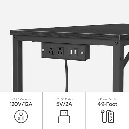 HOOBRO Rustic Brown & Black 31.5 Inch Computer Desk with Power Outlet & USB Ports - Small Home Office Table, Study or Gaming Desk, Easy Assembly BF40UDN01