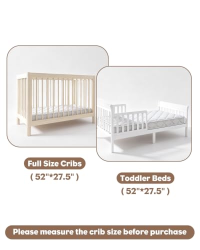 Premium Baby Crib Mattress - 52x27.5 Inches, White, Supportive & Safe