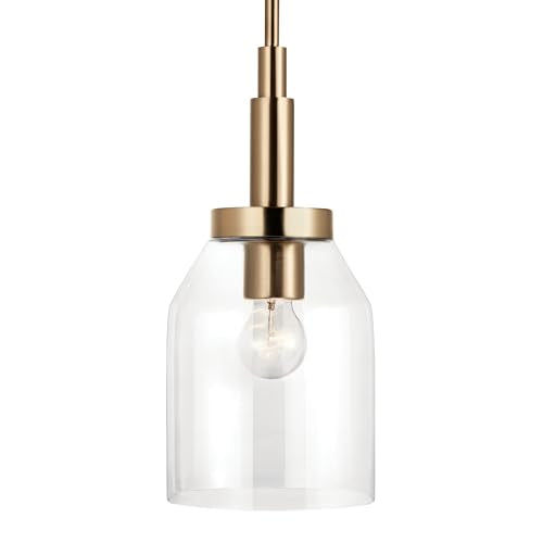 Kichler Madden Mini Pendant Light - Clear Glass & Champagne Bronze - Small Kitchen Island Fixture