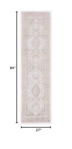 SAFAVIEH Restoration Vintage Collection Runner Rug 2'3 x 7', Beige & Sand, Handmade Wool
