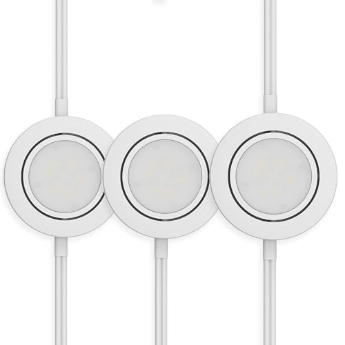 GETINLIGHT 2.75-Inch White LED Puck Lights 3-Pack 2700K Recessed & Surface Mount