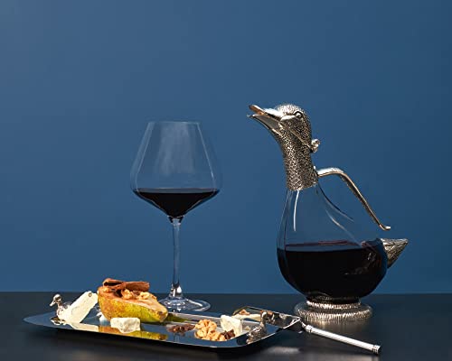 Rigeli Silverplated Duck Decanter 750ml Wine Carafe with Handle - Elegant Gift for Men & Women