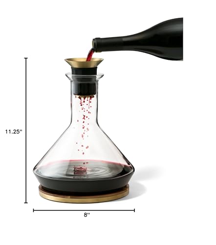RBT Decanter with Wood Coaster and Micro-Perforated Aerator,Clear