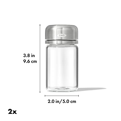 Glass Salt & Pepper Shaker Set with Adjustable Multi-Setting Lid – 3.5 oz Each