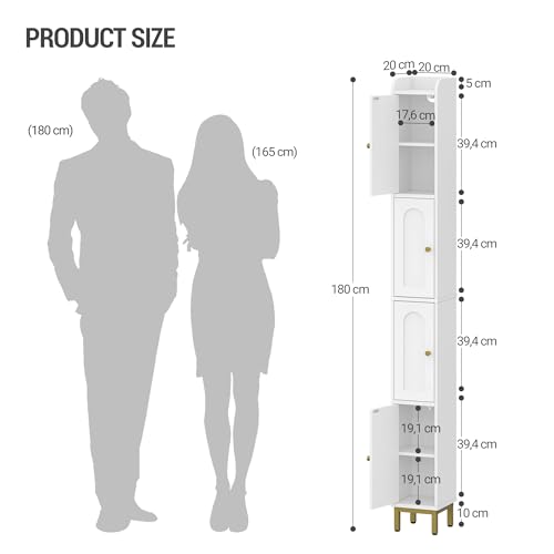 White 4-Tier Narrow Tall Storage Cabinet for Small Spaces - 7.9 x 7.9 x 70.9 Inches