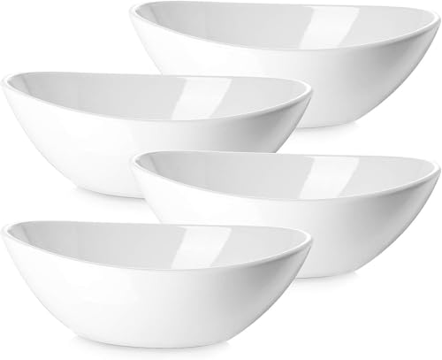 9.25-Inch Large Oval Serving Bowls Set of 4 - Salad Pasta Side Dishes