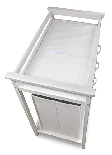 Badger Basket White Baby Changing Table with Laundry Hamper & Storage - Modern Nursery Furniture