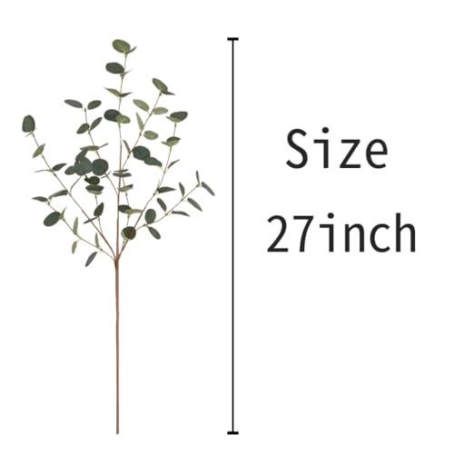 Dark Green Eucalyptus Stems 12 Pcs, 27-Inch Artificial Leaf Spray for Home & Event Decor