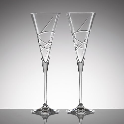 Lenox Adorn Crystal Champagne Flutes Set of 2 - 7oz Toasting Flutes, Elegant Crystal Glassware