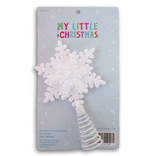 Glitter Snowflake Miniature Christmas Tree Topper - 6 Inches (Iridescent)