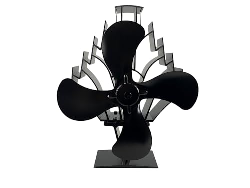 Heat Powered Stove Fan for Wood & Pellet Burners - 13 Inch, 4-Blade, Black