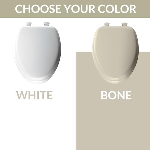 Elongated Padded Toilet Seat - Cushioned Vinyl Comfort, Easy Clean, Secure Hinges - White