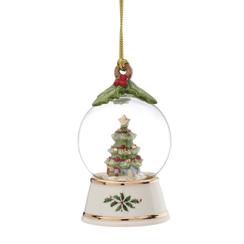 Lenox Christmas Tree Snow Globe Ornament - Tree Globe Variation, Ivory Porcelain
