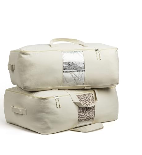 Beige VeraMia 2-Pack Large Canvas Storage Bags for Bedding & Clothing