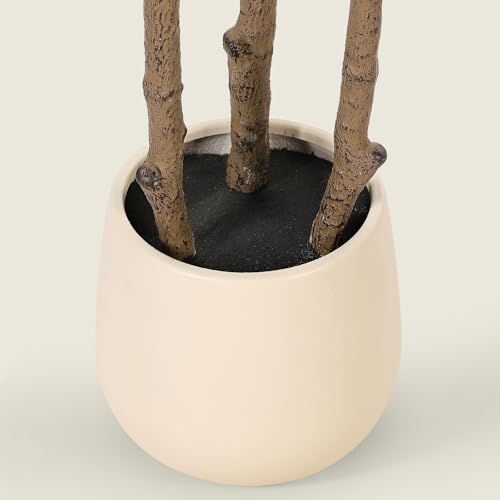 5ft Realead Artificial Fiddle Leaf Fig Tree with White Planter - Realistic Faux Plant