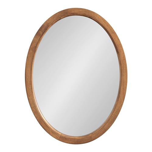 Rustic Brown Oval Wall Mirror 18x24 - Farmhouse Decor, Traditional Wood Frame