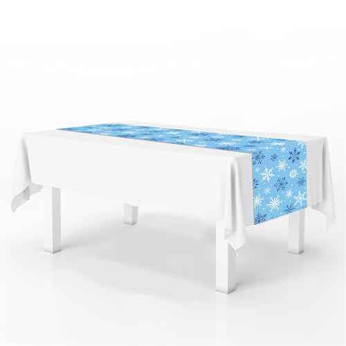 4 Pieces Snowflake Table Runners, Winter Wonderland Holiday Christmas Xmas Birthday Party Favors Supplies Table Runner Party Decorations Table Cover Table Cloth(13 x 108 Inch)