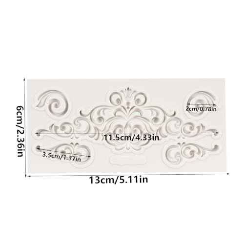 Baroque Fondant Mold Curlicues Scroll Lace Border Silicone Mold For Cake Decoration Chocolate Cupcake Topper Candy Sugar Craft Polymer Clay Gum Paste