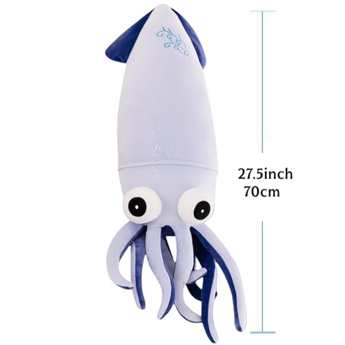 27.5inch Squid Fish Plush Toy Pillow Soft Fish Cushion Stuffed Animal Throw Pillow Toy for Kids Christmas Birthday Toys Gift