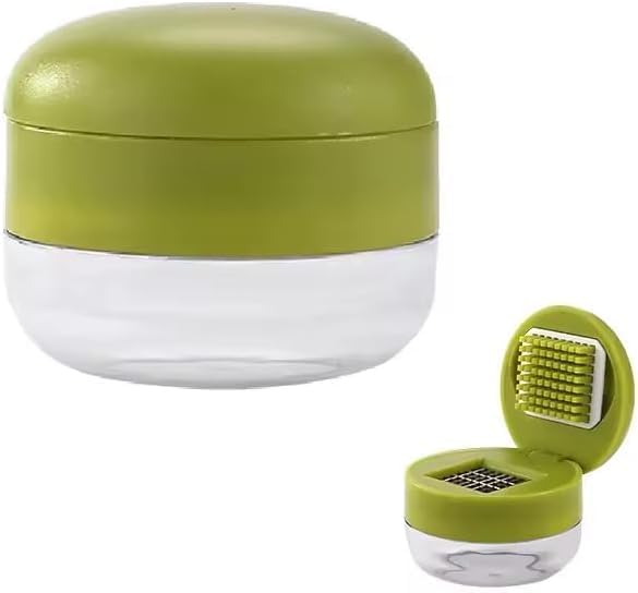 Mini Garlic Chopper - Stainless Steel Blades for Effortless Mincing | Handheld Garlic Slicer in Green