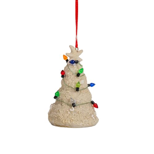 Beach Christmas Ornament with Lights - Nautical White Sand Beach Decor