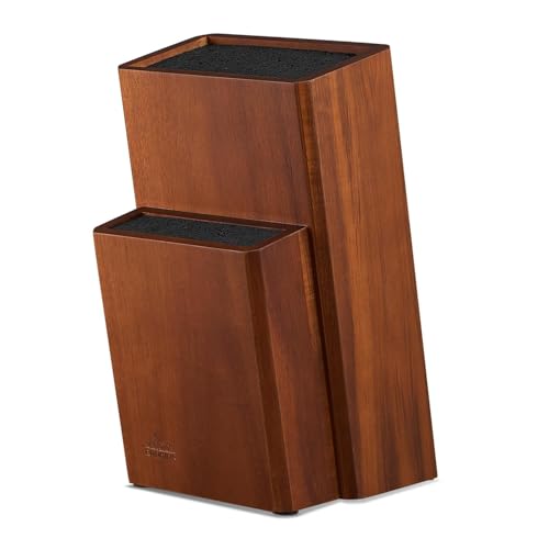 Brown 2-Tier Acacia Wood Knife Block Without Knives - Universal Organizer