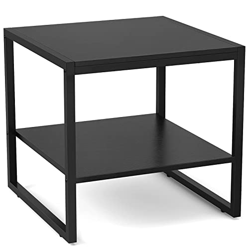Homieasy Black Square End Table - 20 Inch Mini Fridge & Sofa Side Stand