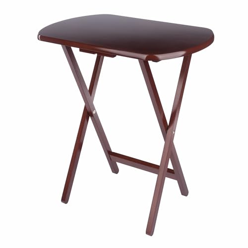 Winsome Walnut Corbett Set of 2 Oversized Foldable Snack Tables - Space-Saving & Portable