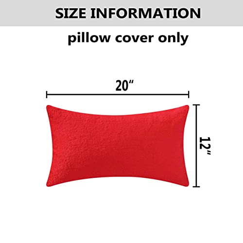 Home Brilliant Pillow Covers 12x20 Decorative Fluffy Faux Fur Super Soft Lumbar Throw Pillow Cases for Bed Couch Holiday Christmas, 12 x 20 inches, 30x50cm, Red