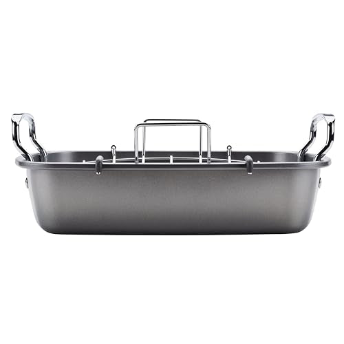 Circulon Total 17x13 Inch Nonstick Roasting Pan with U-Rack, Gray