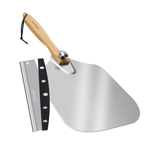 14x16 Inch Aluminum Pizza Peel with Rocker Cutter & Storage Bag