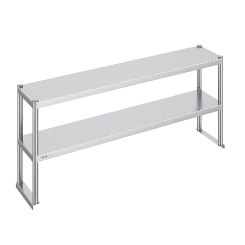 12 x 60 x 24 Inch Stainless Steel Double Deck OverShelf for Commercial Kitchen