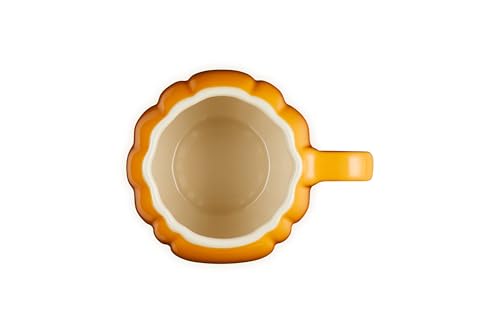 Le Creuset Pumpkin Mug with Lid 14oz Persimmon - Stoneware Coffee Tea Cup